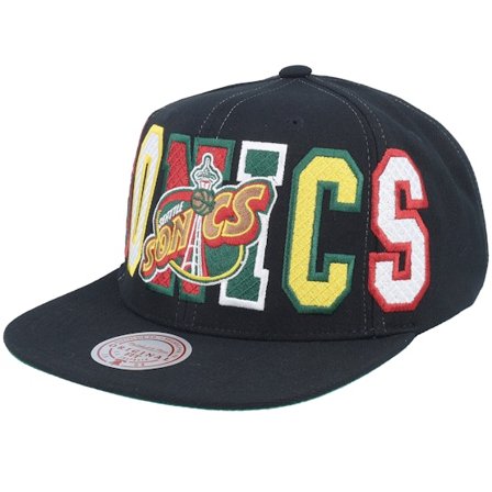 Mitchell & Ness - NBA - Black - snapback - Cap - Seattle Supersonics Varsity Bust Black Snapback - Hatstore