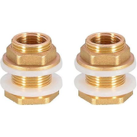 2 Dele Vandtank Tilslutning 3/4 Tomme Premium Messing Regnvandsbeholder Gennemføring + 2X Gummitætninger Regnvandsbeholder