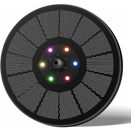 Solcelledrevet springvand med LED, 3W solcelledrevet dam pumpe, indbygget 900mAh batteri, vandpumpe, solcelledrevet flydende springvandspumpe med 7 