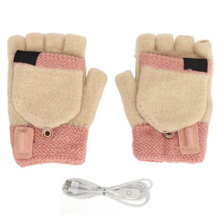 1 Par USB Opvarmede Handsker Justerbar Temperatur Elektrisk Opvarmede Handsker til Ski Vandreture Cykling 5V Pink