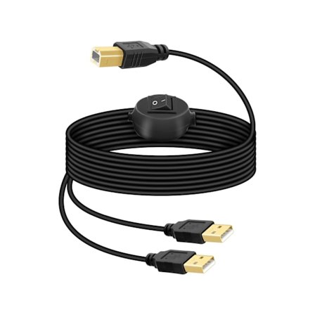 2025 Siste Modell 2 i 1 USB-skriverkabel Splitter, USB A Hann til USB B Hann Skriverkabel med Bryter for 2 Datamaskiner, Del Skanning