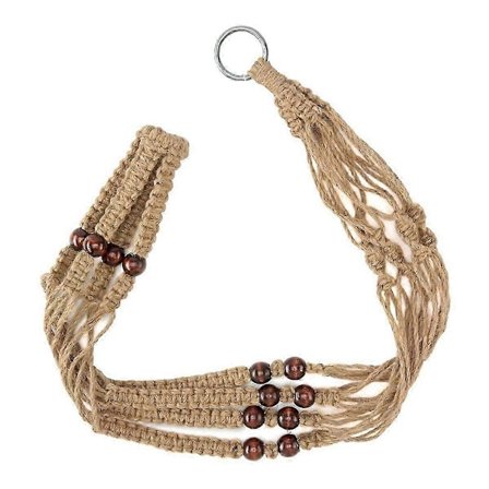 Plantekrok Innendørs Hengende Blomsterpotte Kurv med Treperle Dekor Blomsterpotteholder Uten Dusk