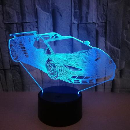 3D-sportbilsnattlampa för barn, bilpresent, 3d illusionslampa med 16 växlande färger och fjärrkontroll, födelsedagspresent, inredning i sovrum för 