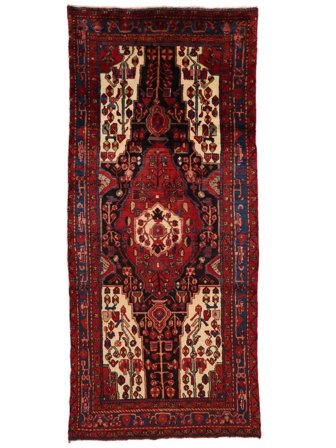 Nahavand Old Rug Oriental Runner Black/Dark Red (Wool, Persia/Iran)