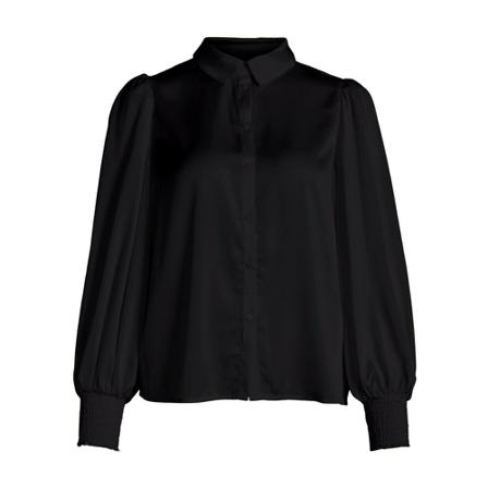 Vila, Vikenzie L/S Shirt/3/Ln Zwart, Dames, Maat:L