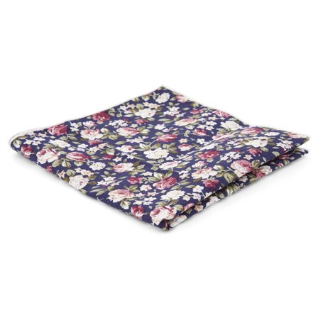 Pañuelo de bolsillo azul oscuro floral para hombres - Pañuelos de bolsillo estampados