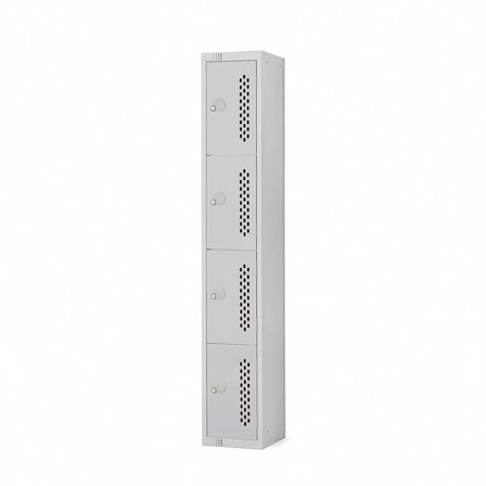 Perforated door locker, 4 door, 1800x300x450 mm, grey