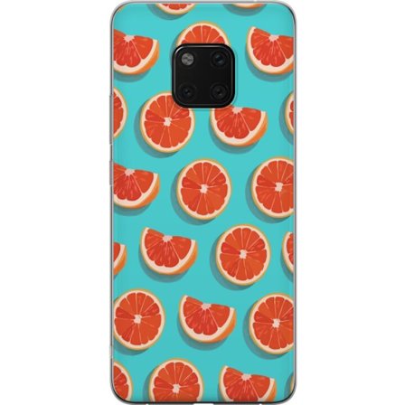 Yhteensopiva Puhelinkuori Huawei Mate 20 Pro Kuvitettu kuvio toistuvilla greippiviipaleilla turkoosilla taustalla