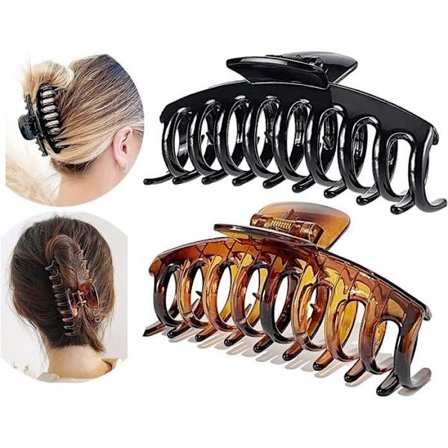 Hårklemmer, Store Skridsikre Hårklemmer, Akryl Hårtilbehør, til Tykt Hår, Kvinder, Piger, 2 stk
