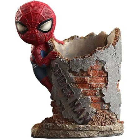 Spiderman stående pennhållare, vintage pennkopp, skrivbordsorganisatör i harts, skrivbordsdekoration, presenter till barn, studenter, män, 