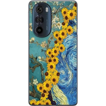 Yhteensopiva Puhelinkuori Motorola Edge 30 Pro Van Gogh auringonkukka juliste Starry Night taiteellinen kukkia taiteellinen maalaus retro taidetta muo