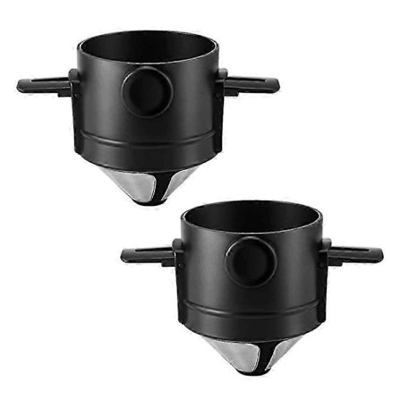 Hæld Over Kaffedrypper, 2 stk. Rustfrit Stål Resin Kaffemaskine Filtre, Papirløst Kaffefilter Kegle til Hjemmet, Rejser og Camping