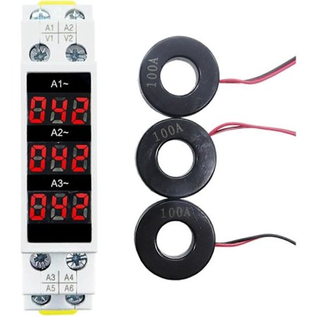 Trefas Din-skena Amperemeter, 3-siffrig Trefasdisplay, 3-fas Digital Display, Modulär Strömmätare Indikator