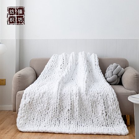 Tykk Strikket Pledd, Myk Strikket Heklet Pledd for Sofa Hjemmedekor