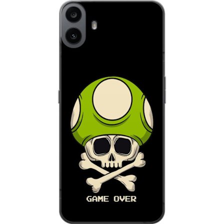 Yhteensopiva Puhelinkuori Nothing Nothing CMF Phone 1 Pelimotiivi, jossa on kuolonsyöjä ja vihreä sieni retro pelityylillä ja tekstillä game over