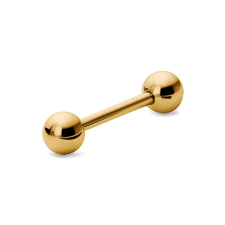 8 mm Gold-Tone Straight Ball-Tipped Surgical Steel Barbell for Men - Ear piercing jewellery
