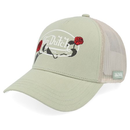 Von Dutch - Vihreä trucker Lippis - Screen Print White/Green A-Frame Trucker @ Hatstore