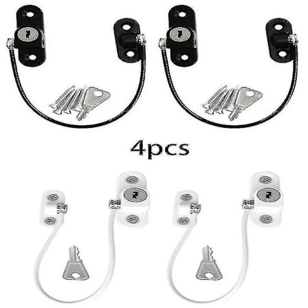 2pcs Black+2pcs White Perforated Window Locks