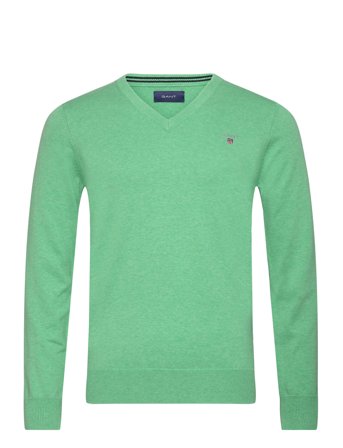 Classic Cotton V-Neck Strikkegenser V-krage Grønn GANT*Betinget Tilbud