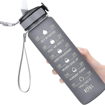 Vandflaske med tid 1L, BPA-fri med filter og Cl KLB