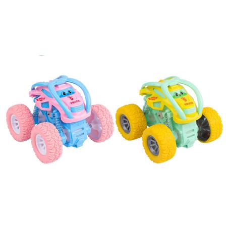 2 Pakk Tilbake Trekk Racing Biler Hoppende Stunt Biler for Barn Leker for Jenter Alder 2-4 Påske Gaver, Monster Trucks Lekebiler, Småbarn Bil Leker