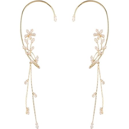 Sommerfugl Kvast Stil Zircon Øreringe, Skinnende Øre Cuff Sommerfugl Øreringe til Kvinder, Ikke Piercing Sommerfugl Blomst Kvast Wrap Around Clip-On 