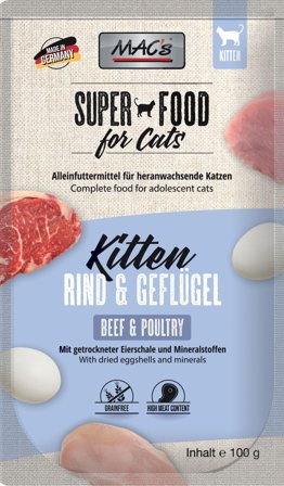 Mac's Super Food for Kittens Storfe og Fjørfe 100g - Våtfôr