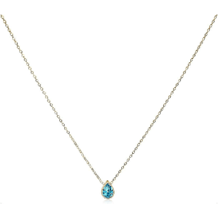 Badu 18K Guld Ädelsten 7x10mm Droppformad Halsband Dam Enkel Cubic Zirconia Smycken Mors Dag A (blå droppform)