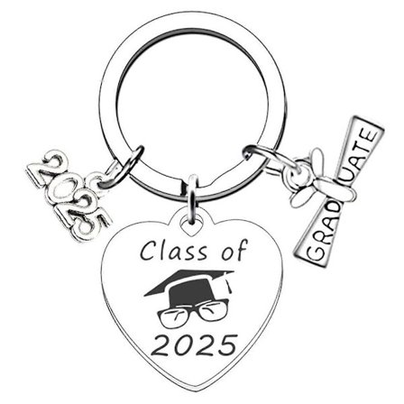 Rustfrit stål 2025 dimissionsnøglering, graverede nøgleringe, dimissionsnøgleholder, gave til studerende, der er dimitteret fra college