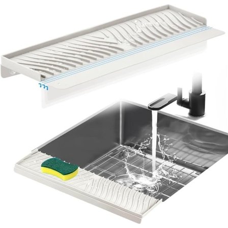 Stænkskærm til vandhane 10×50 cm – Silikonebeskyttelse til vaskekant med sugekopper, skridsikkert design_OF