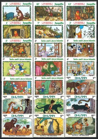 Disney - 21 forskellige frimærker - Postfrisk