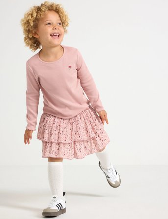 Lindex Skirt Flounce Flower Aop - Pink - 128