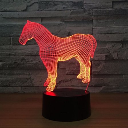 Häst 3D Nattlampa Färgglad Touch Touch Kreativ Gåva 3D Ljusarmaturer Födelsedagspresent för Baby Rum Ljus 7 Färger