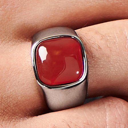Len Red Onyx Gravel Ring for Men - Rings with stones