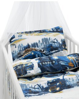 Påslakan spjälsäng Lastbilar 2-delar Marin