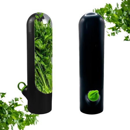 Urteopbevaringsboks til køleskab, Frisk Urteopbevaringsboks til Koriander, Persille, Asparges, Mynte, Holder Grøntsager i 2-3 Uger (1 stk.) hvid