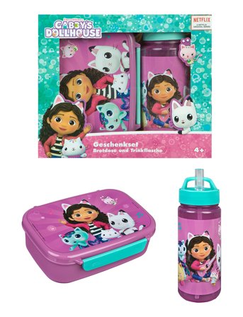 Gabby's Dollhuse Lunch Box And Water Bottle Set Purple Undercover
