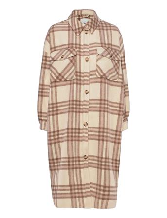 Onllou-Epi Check Long Shacket Cc Pnt Beige ONLY