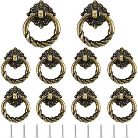 10 stk Vintage Håndtak Gamle Dørskapsknotter, Messing Vintage Dørhåndtak, for Kommode Skuff Antikt Skap med Skruer