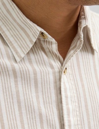Jack & Jones Jjjoshua Oxford Stripe Shirt S/S - Cream - S