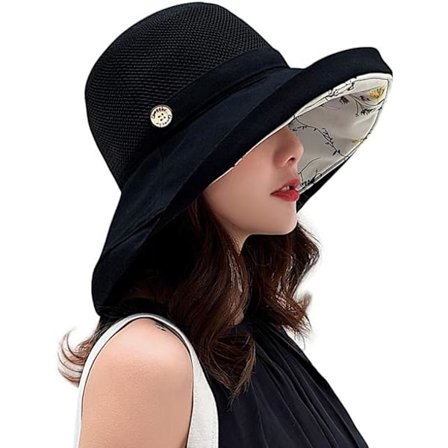 Kvinners Mesh Solhatter Sommer Strand UV Beskyttelse UPF Pakkbar Bred Bremskjerm Hakestropp