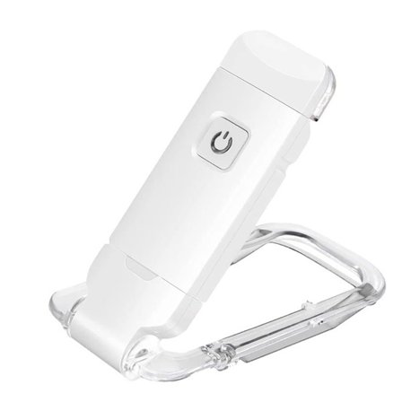 Bærbar USB genopladelig LED boglampe med clips til læsning i sengen, justerbar lysstyrke, dæmpbar bogmærkelampe (hvid)