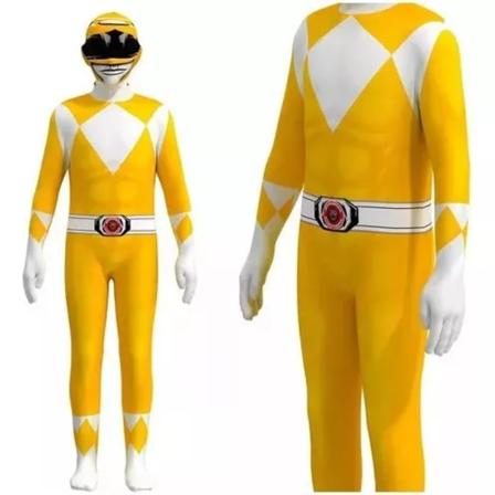 Mighty Morphin Power Rangers Cosplay-asu lapsille/aikuisten Amarillo 110cm