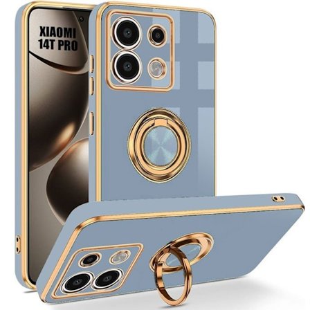 Skyddsfodral för Xiaomi 14T Pro - Silikon Skydd Anti-Ripor Stötbeständig med Blå Ring