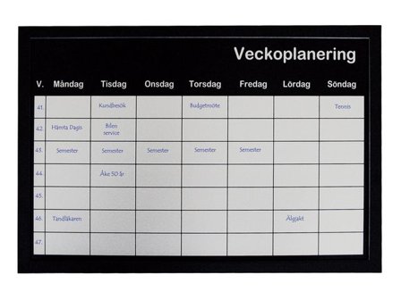 Veckoplaneringstavla, magnetisk, 600 x 400 mm, silver - Lyreco - Kontorsmöbler och inredning - Whiteboardtavlor och tillbehör - Whiteboardtavlor - 