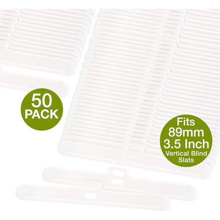 (50 stycken, 89mm, Vit)Krokar för vertikala persienner 3,5 tum 89mm