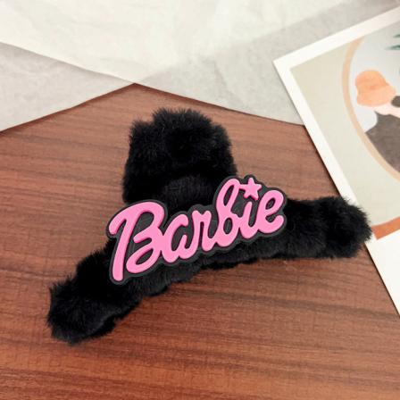 Trendy Barbie Letter Plys Hårklo Enkel Furry Hårklemme Fo A2