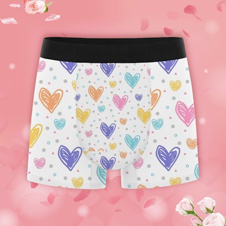 Söpöt sydänkuvioiset miesten bokserit, joustavat ja mukavat alushousut, täydelliset ystävänpäivään ja arkikäyttöön