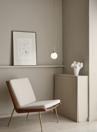 Apiales 1 taklampe Ø12 - børstet messing/opal