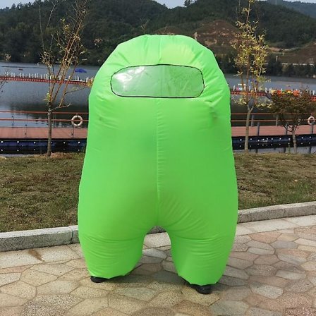 Halloween-puvut lapsille ja aikuisille, Among Us -ilmapuku, hauska cosplay-asu, astronautti, Disfraz Gonflable SUS Crewmate -lahja, vihreä